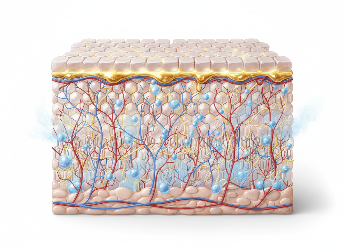 Schemat działania ceramidów i technologii MVE w produkcie CeraVe emulsja do mycia