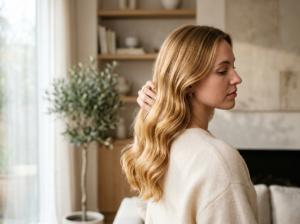 Młoda kobieta z lśniącymi, zdrowymi włosami, symbolizująca efekt użycia najlepszy szampon do włosów.